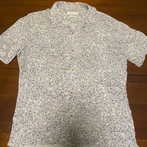 U/O short sleeve rayon purple button up shirt